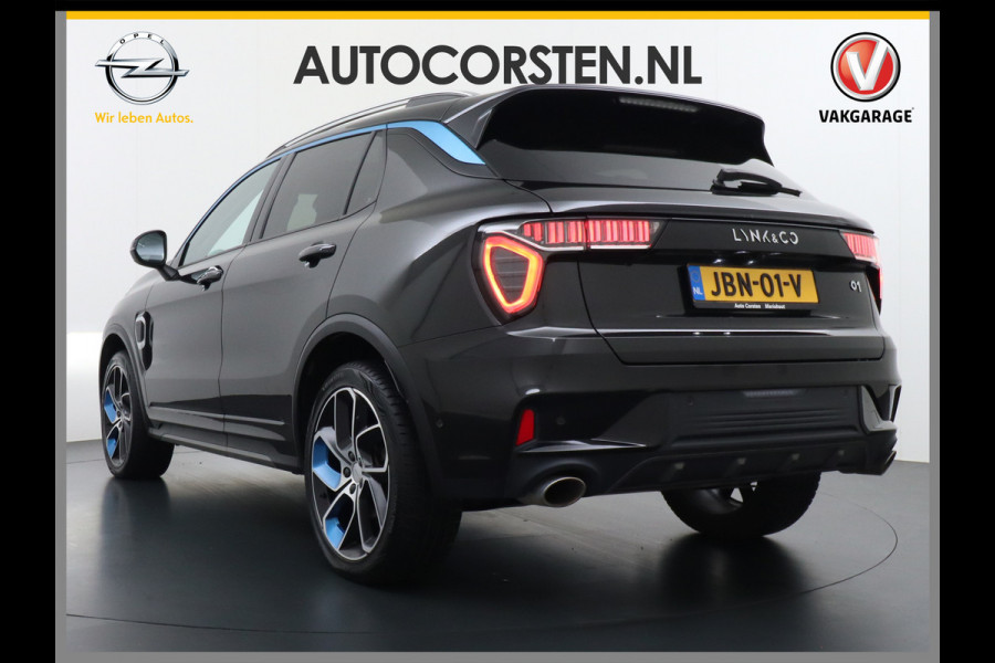 Lynk & Co 01 1.5 PHEV AUT-7 261pk Pano-Schuif-K-dak 20" 360°Camera Apple Carplay Android Auto Adaptive-Cruise Navi Pdc Ecc Keyless Led Plug-I Elek.Memory.Stoel File assistent Dodehoek detector Elektrisch bedienbare achterklep Rijstrooksensor Wifi Verkeersbord detectie 425Nm koppel 3,7kw laadvermogen A-label Euro 6 Hybride Benzine/Elektrisch rijden tot ca.69km 1.800kg trekvermogen