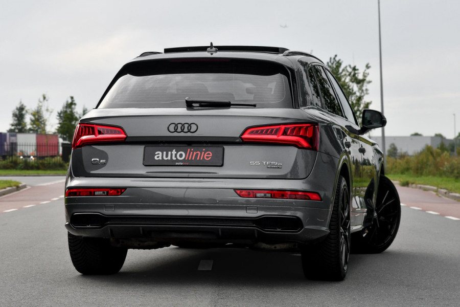 Audi Q5 55 TFSI e quattro Competition 3x S-Line. Luchtv, Massage, Pano, ACC, 360, B&O, Trekh, Keyless, Matrix, CarPlay, Sfeer!