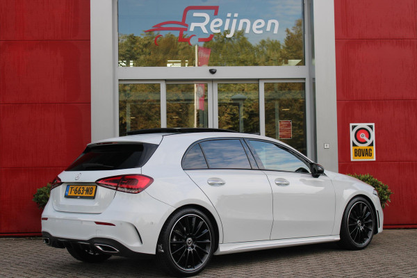 Mercedes-Benz A-Klasse 180 136PK AUTOMAAT AMG LINE | STERRENHEMEL! | PANORAMISCH SCHUIF/KANTEL DAK | SFEER VERLICHTING | NAVIGATIE | ACHTERUITRIJ CAMERA | PARKEERSENSOREN VOOR EN ACHTER | HIGH PERFORMANCE LED KOPLAMPEN | STOEL VERWARMING | KEYLESS - GO | SPIEGEL PAKKET | NIGHT PAKKET | LICHTMETALEN VELGEN 19" | EERSTE EIGENAAR! |