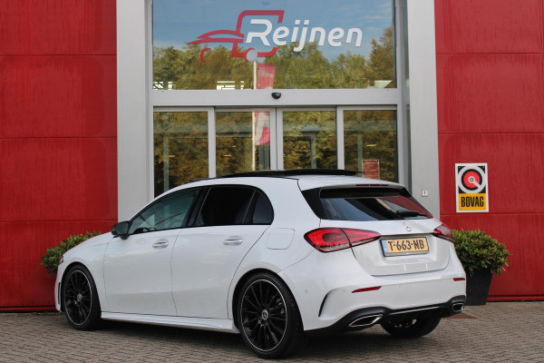 Mercedes-Benz A-Klasse 180 136PK AUTOMAAT AMG LINE | STERRENHEMEL! | PANORAMISCH SCHUIF/KANTEL DAK | SFEER VERLICHTING | NAVIGATIE | ACHTERUITRIJ CAMERA | PARKEERSENSOREN VOOR EN ACHTER | HIGH PERFORMANCE LED KOPLAMPEN | STOEL VERWARMING | KEYLESS - GO | SPIEGEL PAKKET | NIGHT PAKKET | LICHTMETALEN VELGEN 19" | EERSTE EIGENAAR! |