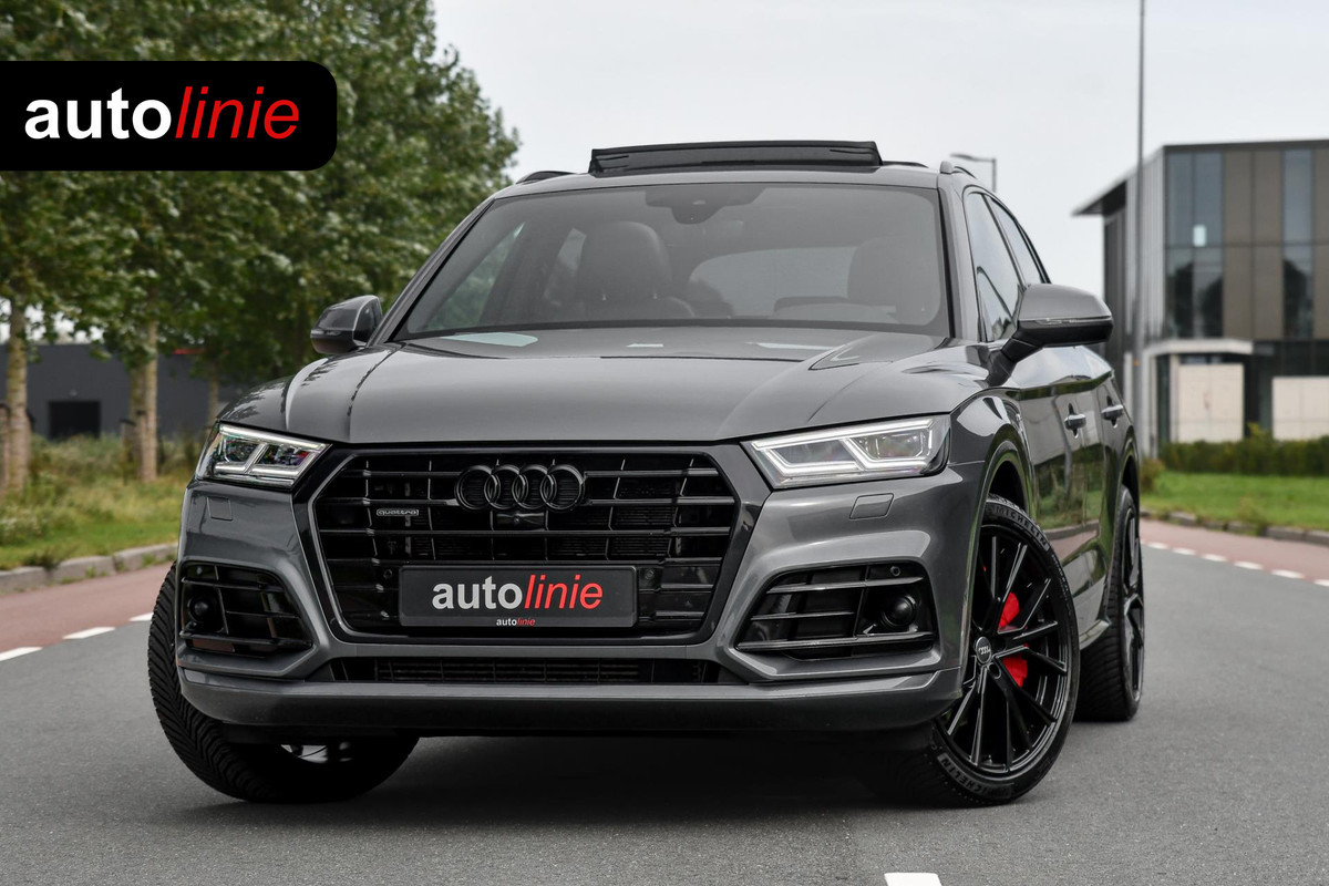 Audi Q5 55 TFSI e quattro Competition 3x S-Line. Luchtv, Massage, Pano, ACC, 360, B&O, Trekh, Keyless, Matrix, CarPlay, Sfeer!