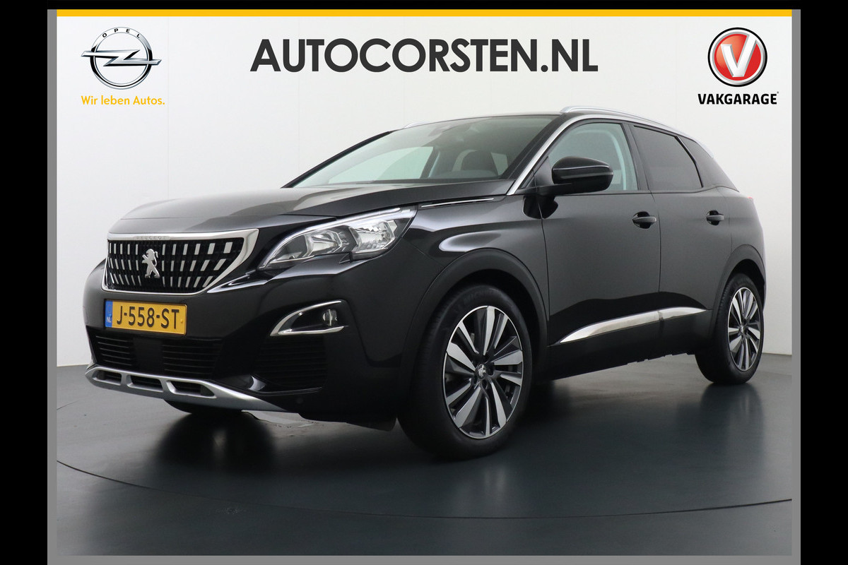 Peugeot 3008 T 131pk Keyless VirtualCockpit Elek.klep 360Camera 1/2Leer Apple/Android Dab Bordherk. Lane-dep. Led Navi CruiseControl Pdc Apps Aut.Verlichting PrivacyGlas Usb Ecc Bluetooth 4xElekRamen Dakrails Mistlampen Isofix 19''LM 1.2 PureTech Blue Lease Premium DealerOnderhouden NL-auto