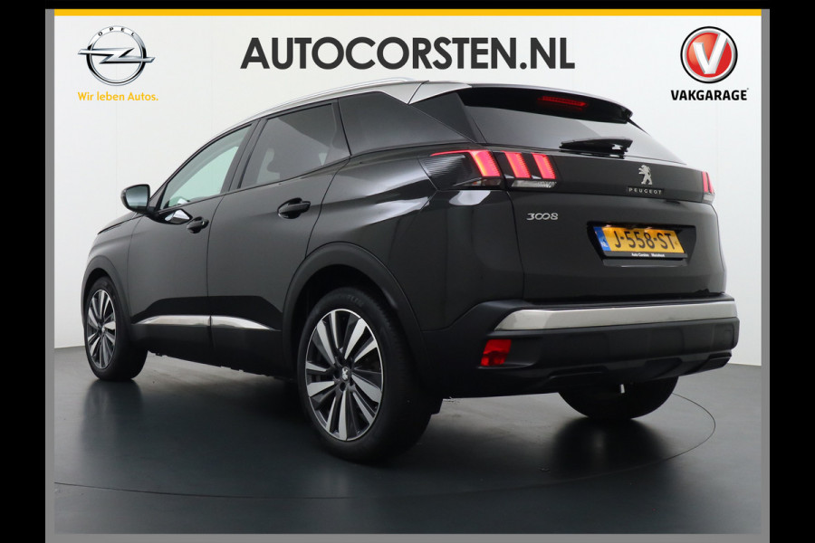 Peugeot 3008 T 131pk Keyless VirtualCockpit Elek.klep 360Camera 1/2Leer Apple/Android Dab Bordherk. Lane-dep. Led Navi CruiseControl Pdc Apps Aut.Verlichting PrivacyGlas Usb Ecc Bluetooth 4xElekRamen Dakrails Mistlampen Isofix 19''LM 1.2 PureTech Blue Lease Premium DealerOnderhouden NL-auto