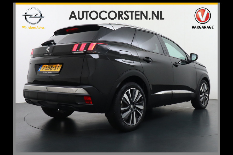 Peugeot 3008 T 131pk Keyless VirtualCockpit Elek.klep 360Camera 1/2Leer Apple/Android Dab Bordherk. Lane-dep. Led Navi CruiseControl Pdc Apps Aut.Verlichting PrivacyGlas Usb Ecc Bluetooth 4xElekRamen Dakrails Mistlampen Isofix 19''LM 1.2 PureTech Blue Lease Premium DealerOnderhouden NL-auto