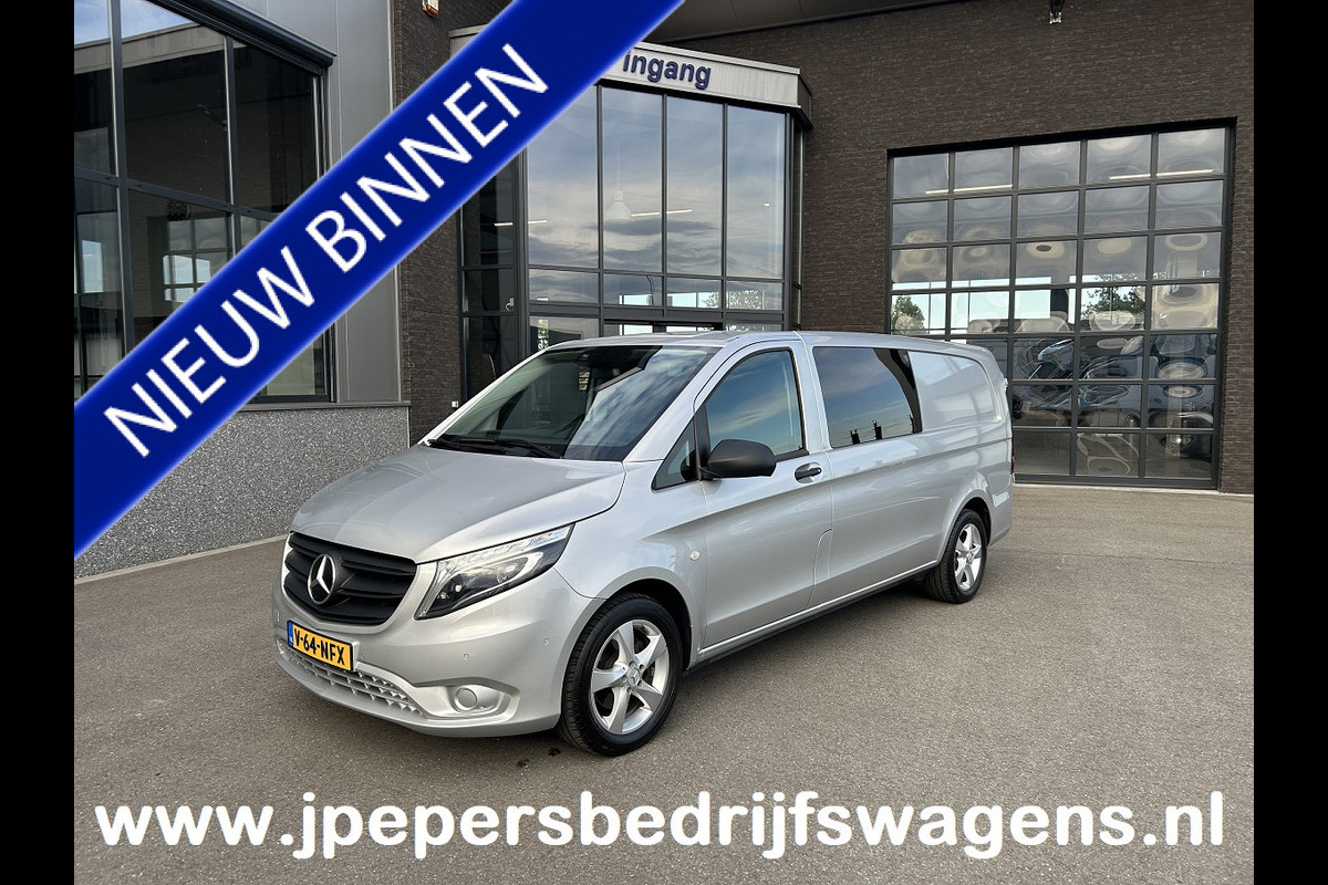 Mercedes-Benz Vito 116 CDI Extra lang / Dubbele cabine / LED / Achterdeuren / 9G-TRONIC / 2500KG Trekhaak / Camera / Parkeersensoren / Navigatie /