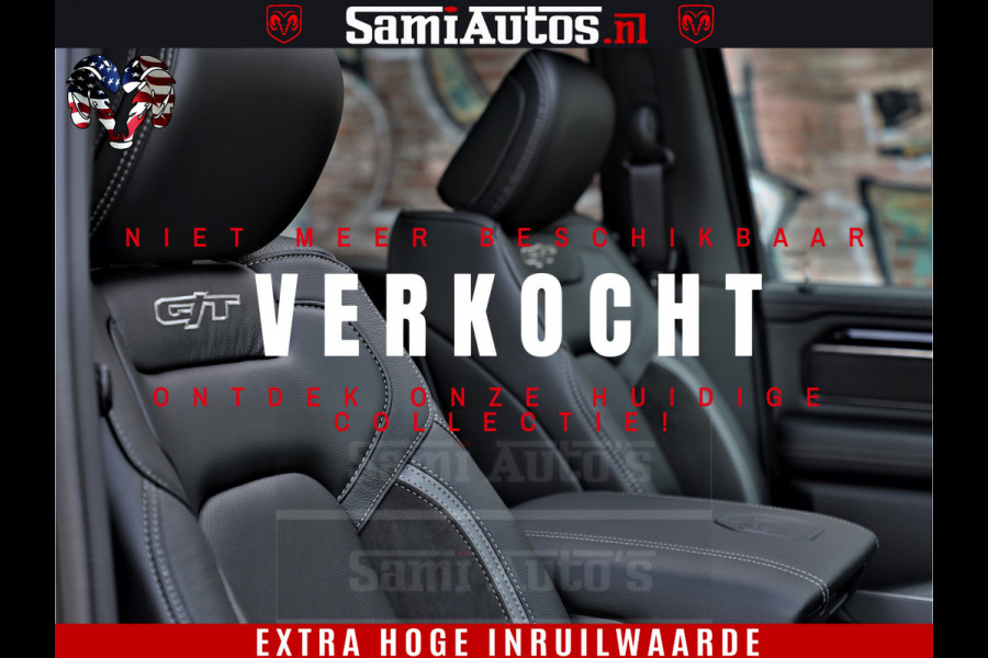 Dodge Ram 1500 GT EDITION | 5.7 HEMI V8 402PK | VIRTUAL COCKPIT | HEAD-UP | ADAPTIVE CRUISE | 360 CAMERA | TRX PACK | VOLLE UITVOERING Comfortabele Dubbele Cabine met Royale 5 Zitplaatsen | BPM vrij | Nu Leverbaar uit Voorraad | Voorraad Nr 2435