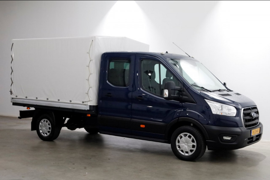 Ford Transit 350 2.0 TDCI 130pk 4x4 L3H1 Trend D.C. Open laadbak met huif 06-2021