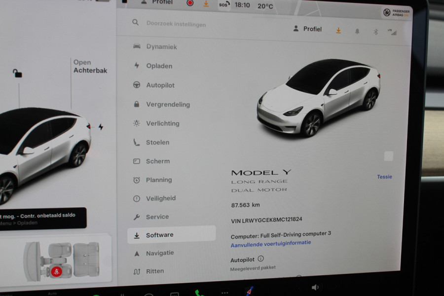 Tesla Model Y Long Range AWD 75 kWh / SoH 91.9% / Autopilot / Panoramadak / Camera / 20'' / Keyless / Leder / Dodehoek / Navigatie / Stoelverwarming