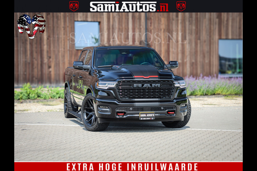 Dodge Ram 1500 Limited Night High Output 540HP 706Nm | Massage + Full Option | De Meest Luxe en Volle Pick-Up in zijn Klasse | Comfortabele Dubbele Cabine met Royale 5 Zitplaatsen | BPM vrij | Nu Leverbaar uit Voorraad | Voorraad Nr 2357 - 5182