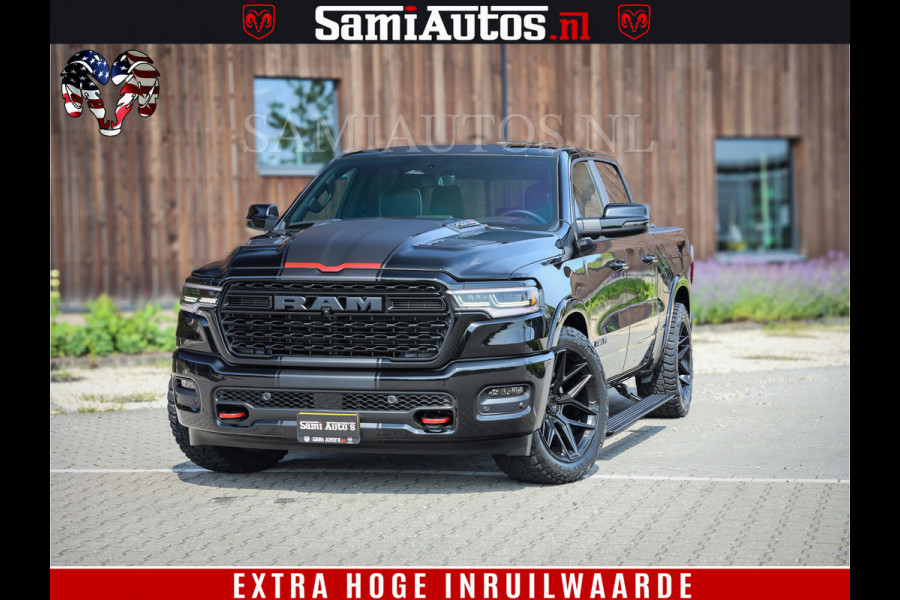 Dodge Ram 1500 Limited Night High Output 540HP 706Nm | Massage + Full Option | De Meest Luxe en Volle Pick-Up in zijn Klasse | Comfortabele Dubbele Cabine met Royale 5 Zitplaatsen | BPM vrij | Nu Leverbaar uit Voorraad | Voorraad Nr 2357 - 5182