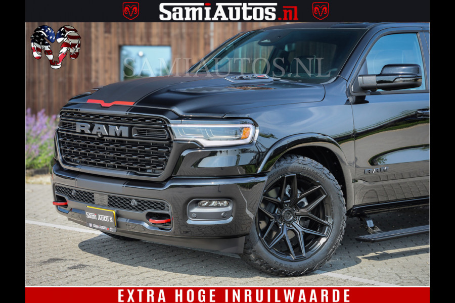 Dodge Ram 1500 Limited Night High Output 540HP 706Nm | Massage + Full Option | De Meest Luxe en Volle Pick-Up in zijn Klasse | Comfortabele Dubbele Cabine met Royale 5 Zitplaatsen | BPM vrij | Nu Leverbaar uit Voorraad | Voorraad Nr 2357 - 5182