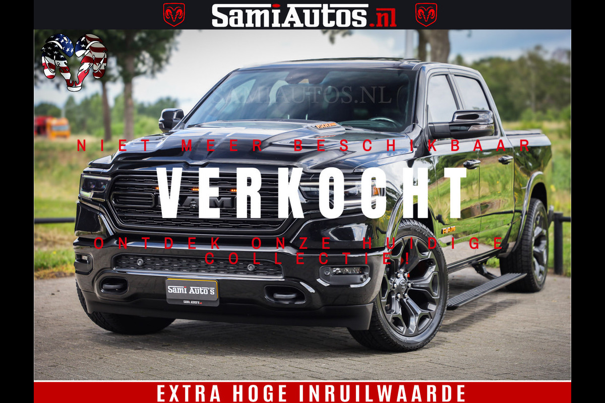 Dodge Ram 1500 LIMITED | 5.7 V8 HEMI | HUD | BOM VOL | LUCHTVERING | PANORAMA | ADAPTIVE CRUISE | 360 CAM | 3500KG | LEDER | DUBBELE CABINE | BPM VRIJ | LANE ASSIST | APPLE CARPLAY