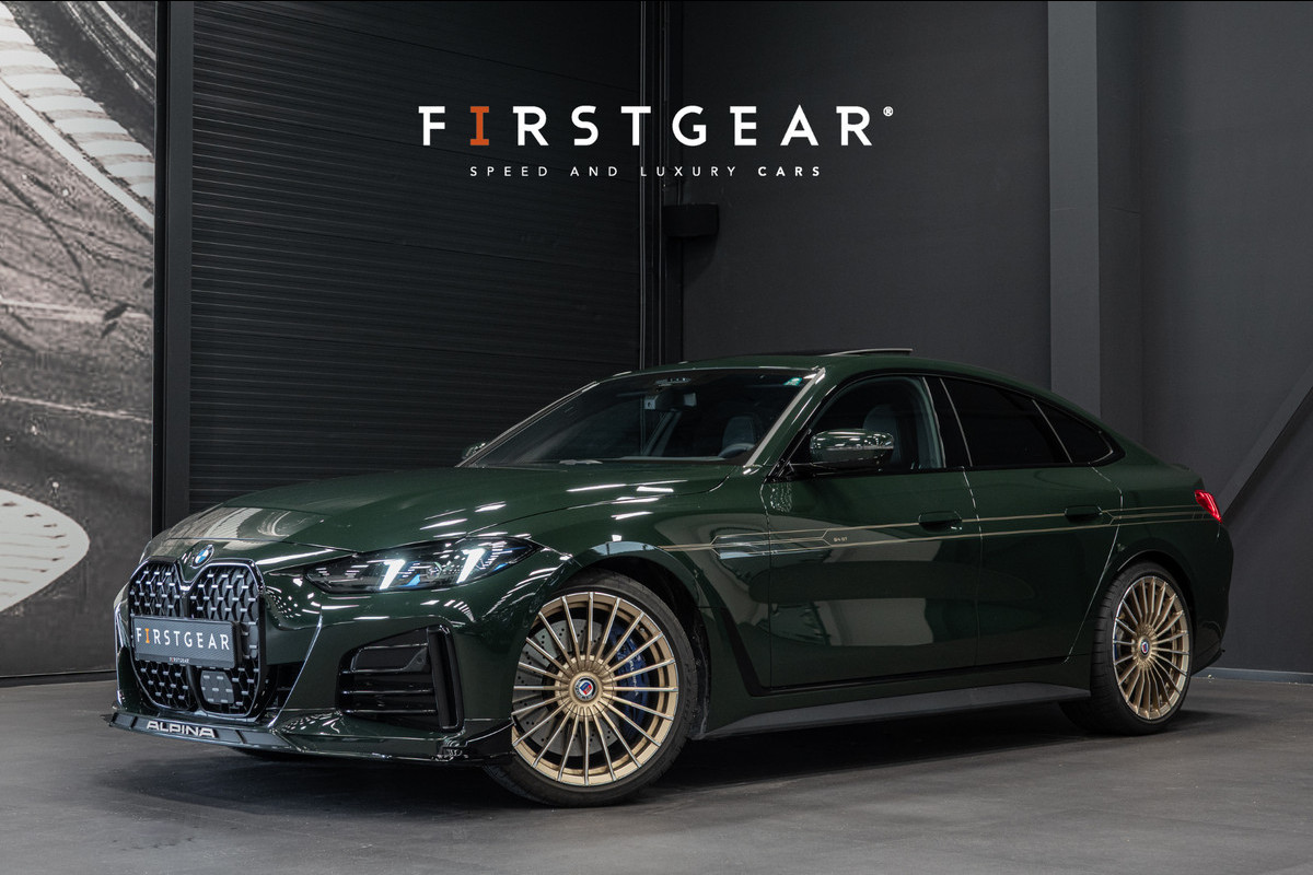 Alpina B4 GT Gran Coupe *Nr. 50 / Brewster Green / Schuif-/kanteldak / Harman Kardon / Standverwarming / Keyless / HUD / Surround-View* Alpina B4 GT Gran Coupe *Nr. 50 / Brewster Green / Schuif-/kanteldak / Harman Kardon / Standverwarming / Keyless / HUD / Surround-View*