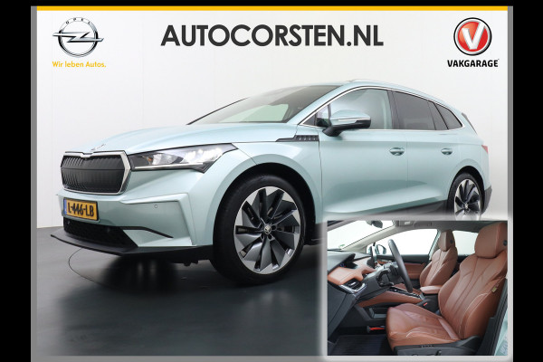 Škoda ENYAQ iV 80 Trekhaak Leder Panoramadak Memory Camera Adap.Cruise Warmtepomp Navi Ecc Apple Carplay Android Auto Lmv 21" 1e Eigenaar Nieuwprijs €59.095! 1.000KG Trekgewicht
