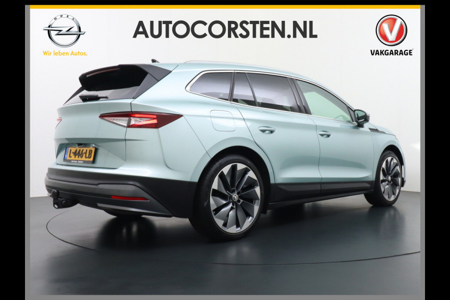 Škoda ENYAQ iV 80 Trekhaak Leder Panoramadak Memory Camera Adap.Cruise Warmtepomp Navi Ecc Apple Carplay Android Auto Lmv 21" 1e Eigenaar Nieuwprijs €59.095! 1.000KG Trekgewicht
