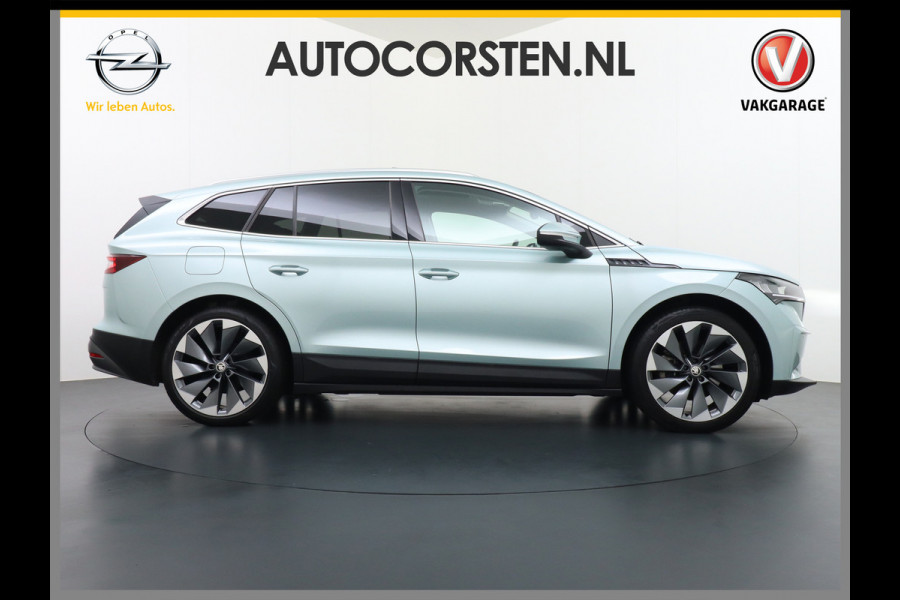 Škoda ENYAQ iV 80 Trekhaak Leder Panoramadak Memory Camera Adap.Cruise Warmtepomp Navi Ecc Apple Carplay Android Auto Lmv 21" 1e Eigenaar Nieuwprijs €59.095! 1.000KG Trekgewicht
