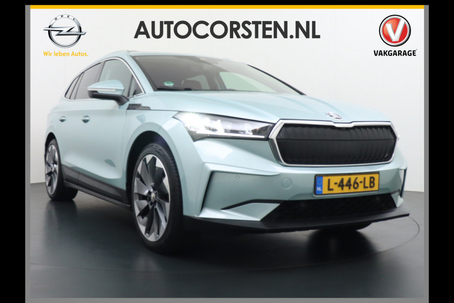 Škoda ENYAQ iV 80 Trekhaak Leder Panoramadak Memory Camera Adap.Cruise Warmtepomp Navi Ecc Apple Carplay Android Auto Lmv 21" 1e Eigenaar Nieuwprijs €59.095! 1.000KG Trekgewicht