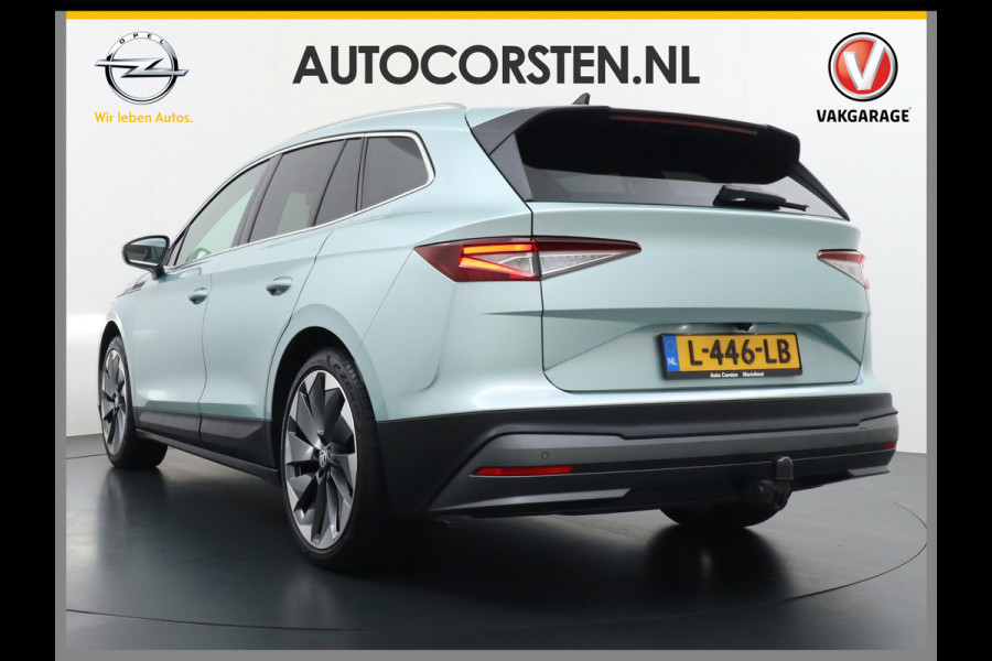 Škoda ENYAQ iV 80 Trekhaak Leder Panoramadak Memory Camera Adap.Cruise Warmtepomp Navi Ecc Apple Carplay Android Auto Lmv 21" 1e Eigenaar Nieuwprijs €59.095! 1.000KG Trekgewicht