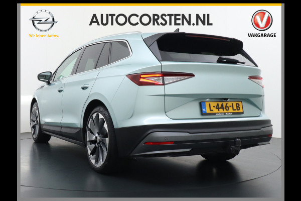 Škoda ENYAQ iV 80 Trekhaak Leder Panoramadak Memory Camera Adap.Cruise Warmtepomp Navi Ecc Apple Carplay Android Auto Lmv 21" 1e Eigenaar Nieuwprijs €59.095! 1.000KG Trekgewicht