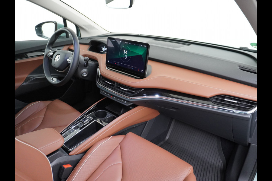 Škoda ENYAQ iV 80 Trekhaak Leder Panoramadak Memory Camera Adap.Cruise Warmtepomp Navi Ecc Apple Carplay Android Auto Lmv 21" 1e Eigenaar Nieuwprijs €59.095! 1.000KG Trekgewicht