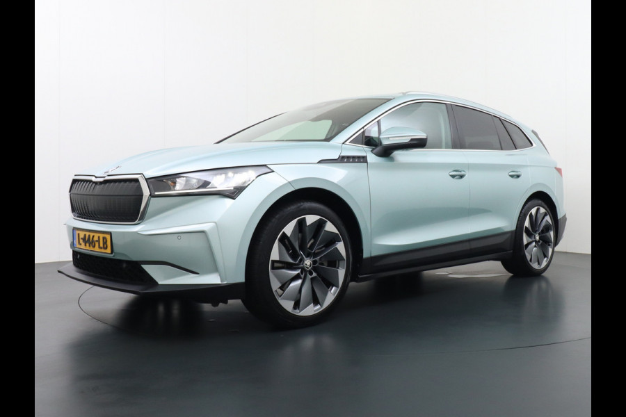 Škoda ENYAQ iV 80 Trekhaak Leder Panoramadak Memory Camera Adap.Cruise Warmtepomp Navi Ecc Apple Carplay Android Auto Lmv 21" 1e Eigenaar Nieuwprijs €59.095! 1.000KG Trekgewicht
