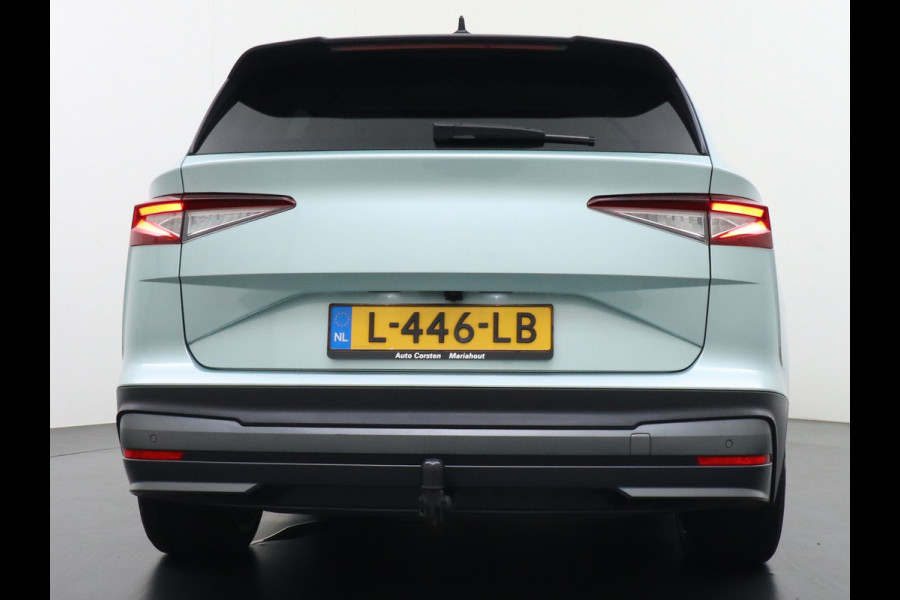 Škoda ENYAQ iV 80 Trekhaak Leder Panoramadak Memory Camera Adap.Cruise Warmtepomp Navi Ecc Apple Carplay Android Auto Lmv 21" 1e Eigenaar Nieuwprijs €59.095! 1.000KG Trekgewicht