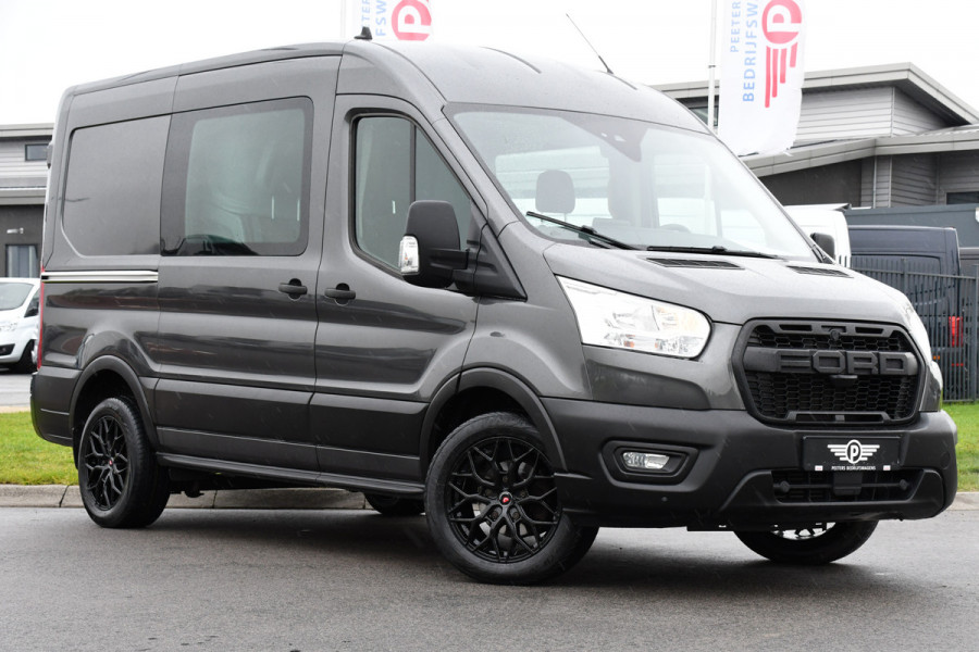 Ford Transit 2.0 TDCI L2H2 DC Raptor Grill Camera, Cruise, Carplay, Stoelverwarming, 130pk, Automaat, Multimedia, 2 x Schuifdeur, Uniek!