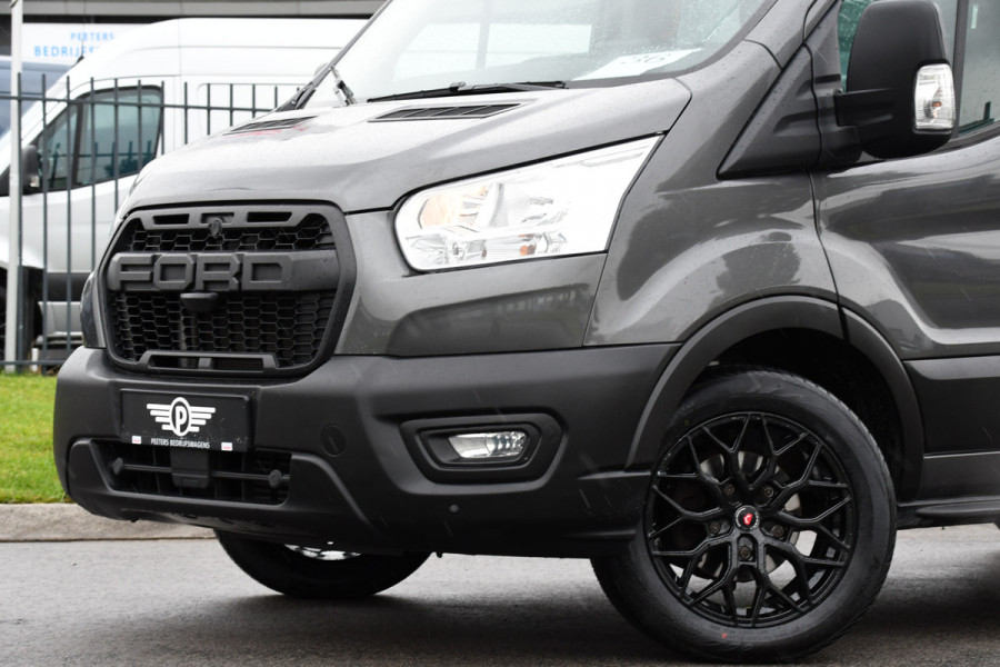 Ford Transit 2.0 TDCI L2H2 DC Raptor Grill Camera, Cruise, Carplay, Stoelverwarming, 130pk, Automaat, Multimedia, 2 x Schuifdeur, Uniek!
