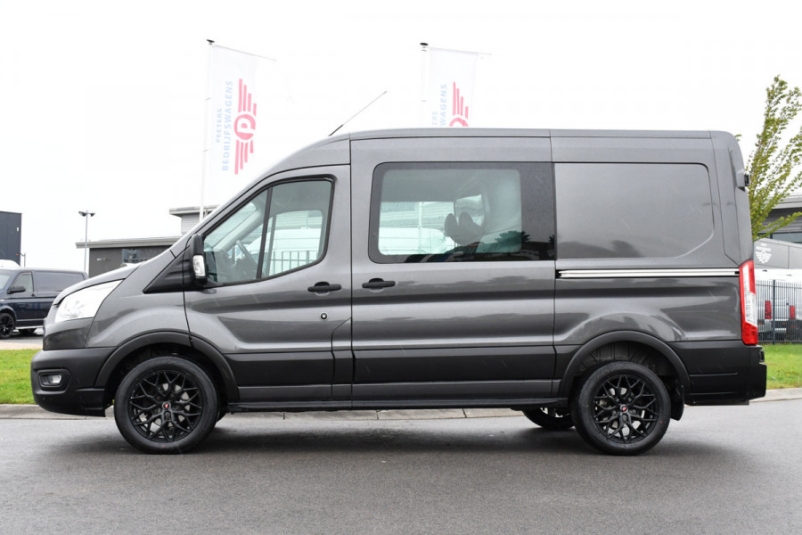 Ford Transit 2.0 TDCI L2H2 DC Raptor Grill Camera, Cruise, Carplay, Stoelverwarming, 130pk, Automaat, Multimedia, 2 x Schuifdeur, Uniek!