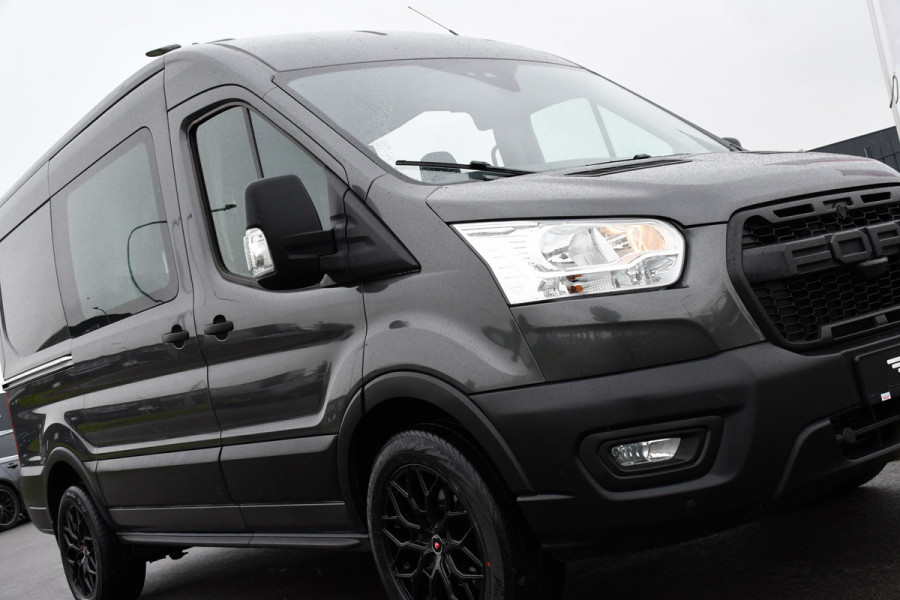 Ford Transit 2.0 TDCI L2H2 DC Raptor Grill Camera, Cruise, Carplay, Stoelverwarming, 130pk, Automaat, Multimedia, 2 x Schuifdeur, Uniek!