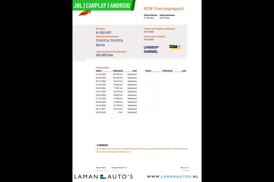 Toyota RAV4 2.5 Hybrid 218pk Bi-Tone | JBL CarPlay Halfleder ECC Nav 18" LMV ACC Camera Trekhaak Metallic | Hybrid Voorschoten