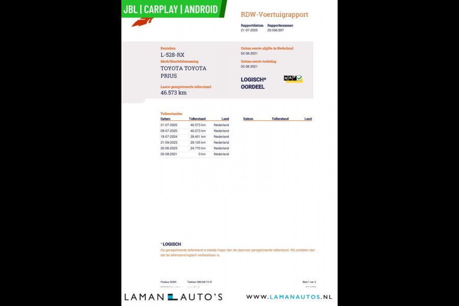 Toyota Prius 1.8 Hybrid 122 pk Dynamic | JBL Multimedia Plus Pack CarPlay HUD ECC Navi LED ACC Camera Metallic | Hybrid Voorschoten Toyota Prius 1.8 Hybrid 122 pk Dynamic | JBL Multimedia Plus Pack CarPlay HUD ECC Navi LED ACC Camera Metallic | Hybrid Voorschoten