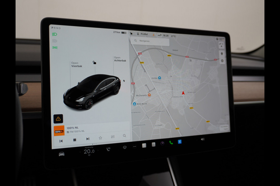 Tesla Model 3 Performance 513pk 20" AutoPilot Pano.dak  Adaptive Cruise Camera''s Leer PDC-A+Voor Wifi Ecc Pdc Dual Motor ! Elektr.-A-Klep+Stuur+Verst.Stoel+Geheugen, Easy Entry Stoel+Bank-Verwarmd Keyless carbon spoiler rode remklauwen Long Range accu WiFi Voorbereid. Internet (9,99pm) 75 kWh 4wd 1e Eigenaar Origineel Nederlandse Auto