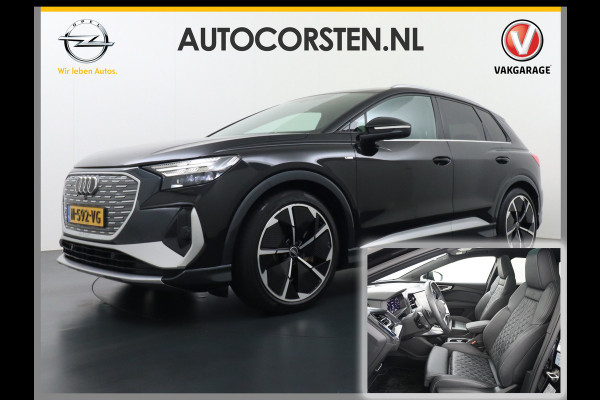 Audi Q4 e-tron 50 82kWh Quattro 300pk Competition S-Line Pano-dak Leer Matrix-Led 21" 77kWh Sonos®-Audio Warmtepomp Adaptive-Cruise HUD Head-Up Assistentie Pack Comfort-plus Pack Dynamic Pack Interieur Pack Keyless Pack Automatisch grootlicht Privacy-Glass Zeer compleet Grote Accu €75.000 nieuw