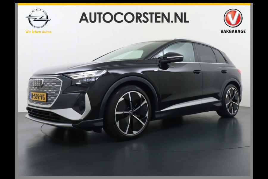 Audi Q4 e-tron 50 82kWh Quattro 300pk Competition S-Line Pano-dak Leer Matrix-Led 21" 77kWh Sonos®-Audio Warmtepomp Adaptive-Cruise HUD Head-Up Assistentie Pack Comfort-plus Pack Dynamic Pack Interieur Pack Keyless Pack Automatisch grootlicht Privacy-Glass Zeer compleet Grote Accu €75.000 nieuw