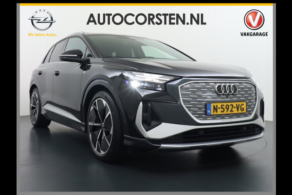 Audi Q4 e-tron 50 82kWh Quattro 300pk Competition S-Line Pano-dak Leer Matrix-Led 21" 77kWh Sonos®-Audio Warmtepomp Adaptive-Cruise HUD Head-Up Assistentie Pack Comfort-plus Pack Dynamic Pack Interieur Pack Keyless Pack Automatisch grootlicht Privacy-Glass Zeer compleet Grote Accu €75.000 nieuw