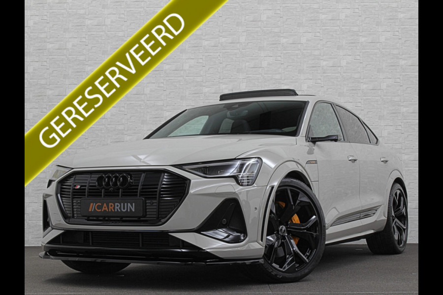 Audi e-tron Sportback S 503pk RS-Seats | 360 Camera | ACC | B&O | Panorama | Luchtvering | Head-Up | Camera-Spiegels | Keyless-Entry | SiamBeige Metallic | Trekhaak | ISO-Glas | 4-Zone Clima | Matrix-LED | Carplay | Rijklaar incl. BOVAG garantie | Black-Optic | Stuur-Verwarming | Sfeerverlichting |