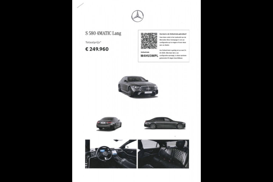 Mercedes-Benz S-Klasse S 580 V8 4MATIC Lang AMG Line | NP € 253406 | BTW Auto Mercedes-Benz S-Klasse S 580 V8 4MATIC Lang AMG Line | NP € 253406 | BTW Auto