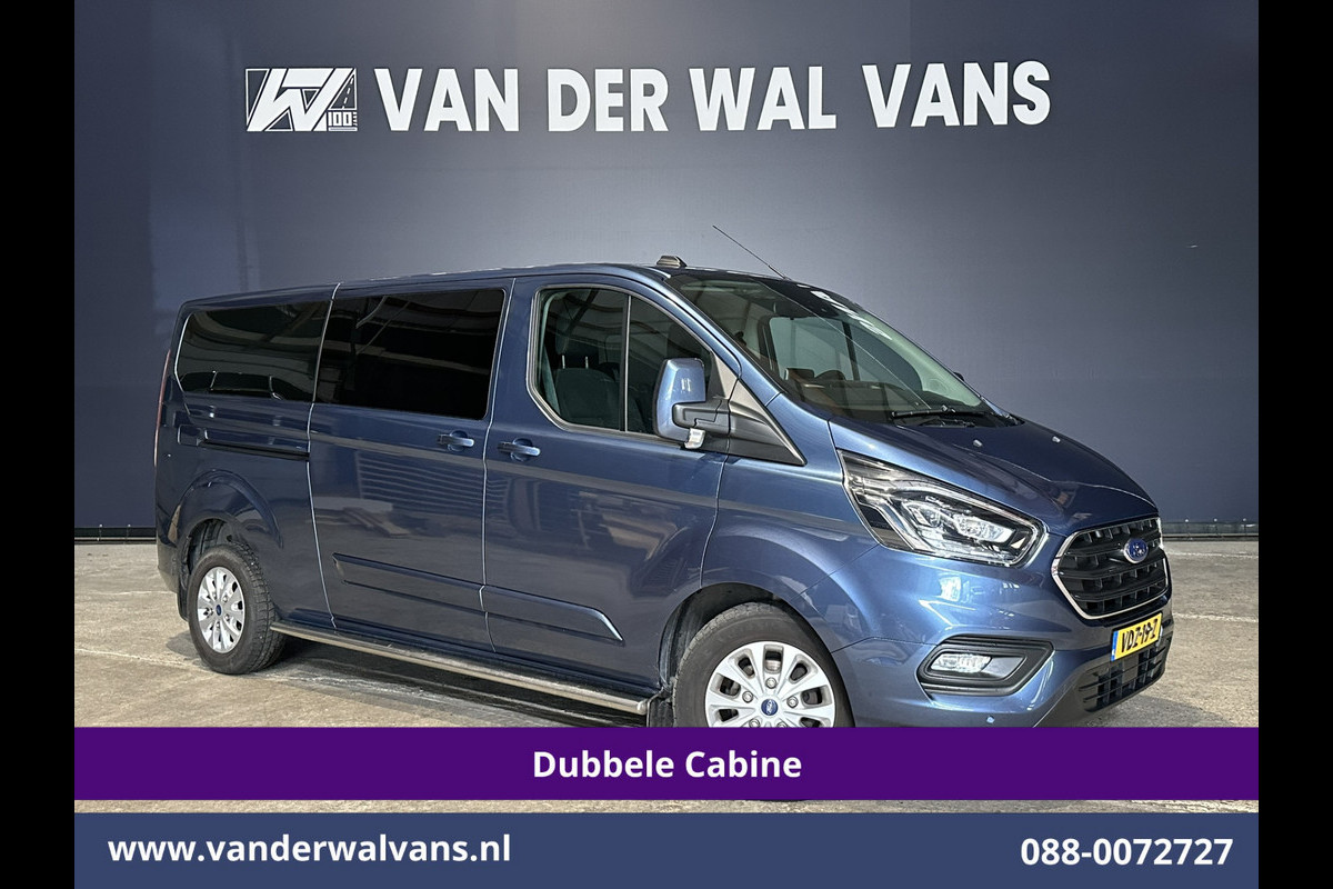 Ford Transit Custom 2.0 TDCI 170pk Automaat L2H1 Dubbele cabine Limited Euro6 Airco | 2x Zijdeur | Navigatie | Xenon Camera, Cruisecontrol, 5-zits, LED, LM Velgen, Trekhaak, Sidebars, Stoelverwarming, Verwarmde voorruit, Parkeersensoren