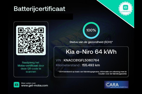 Kia e-Niro ExecutiveLine 64 kWh 1e EIG ACCUTEST 100% BIJNA 2021! 204 PK WLTP 468 KM!! NAVI.DODEHOEK WARMTEPOMP GARANTIE TOT 12-2030**