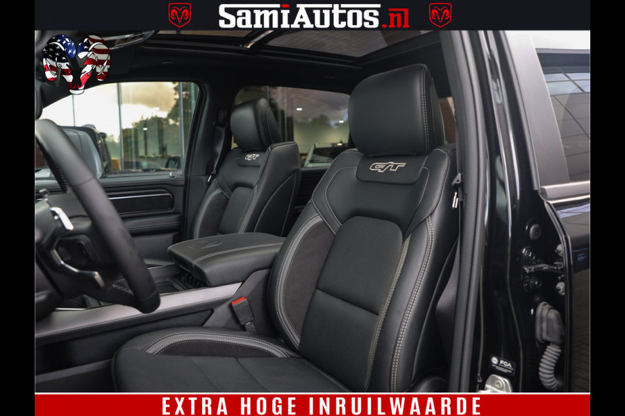 Dodge Ram 1500 GT EDITION | TRX PACK | VIRTUAL COCKPIT | HEAD-UP | ADAPTIVE CRUISE | 360 CAMERA | 5.7 HEMI V8 402PK | 4X4 | Comfortabele Dubbele Cabine met Royale 5 Zitplaatsen | BPM vrij | Nu Leverbaar uit Voorraad | Voorraad Nr 2437