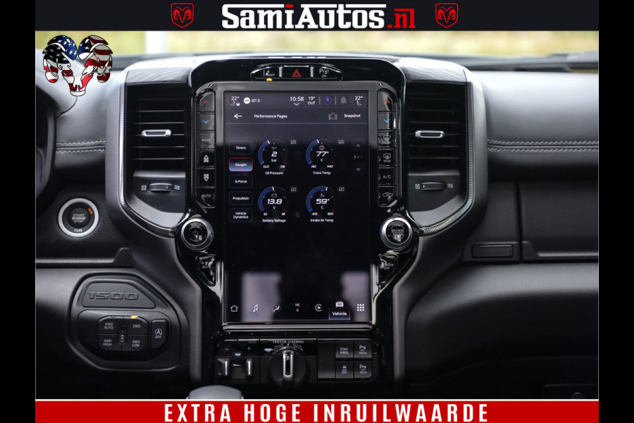 Dodge Ram 1500 GT EDITION | TRX PACK | VIRTUAL COCKPIT | HEAD-UP | ADAPTIVE CRUISE | 360 CAMERA | 5.7 HEMI V8 402PK | 4X4 | Comfortabele Dubbele Cabine met Royale 5 Zitplaatsen | BPM vrij | Nu Leverbaar uit Voorraad | Voorraad Nr 2437