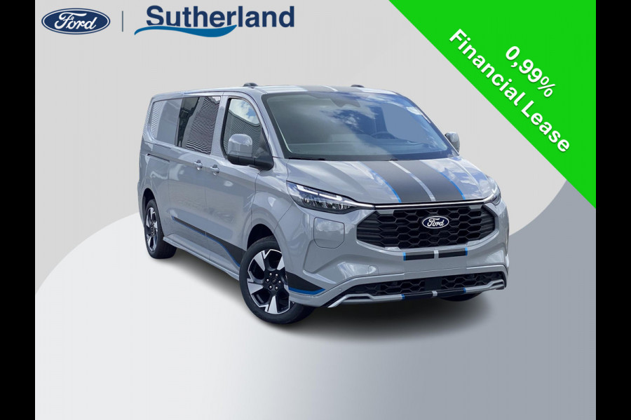 Ford Transit Custom 320 2.5 PHEV L2H1 Sport DC 233pk | 0,99% Renteactie! | Zuid | Dubbele Cabine | Dubbele zijschuifdeur | Inklapbare trekhaak | 19 inch lichtmetalen Sport velgen (mat zwart) | Verwarmbaar stuurwiel | Navigatie systeem