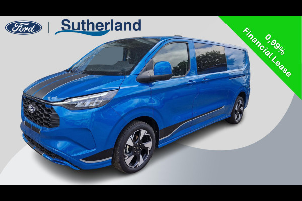 Ford Transit Custom 320 2.5 PHEV L2H1 Sport DC 233pk | 0,99% Renteactie! | Dubbele Cabine | Dubbele zijschuifdeur | Inklapbare trekhaak | 19 inch lichtmetalen Sport velgen (mat zwart) | Verwarmbaar stuurwiel | Navigatie systeem