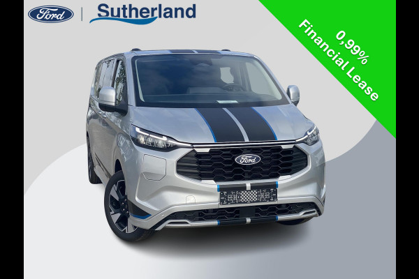 Ford Transit Custom 320 2.5 PHEV L2H1 Sport DC Zuid | 0,99% Renteactie | 233pk | Dubbele Cabine | Dubbele zijschuifdeur | Inklapbare trekhaak | 19 inch lichtmetalen Sport velgen (mat zwart) | Verwarmbaar stuurwiel | Navigatie systeem