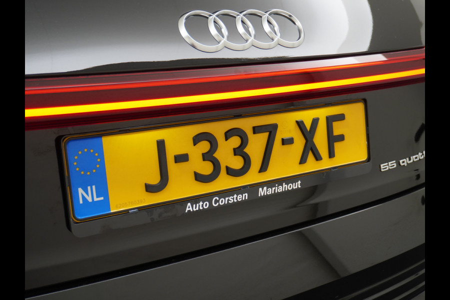 Audi e-tron 55 Quattro 95kWh 408PK Trekhaak Leder/Alcantara-Sportstoel Panoramadak Adap.Cruise Navi Ecc Stoelverwarming Business Edition Plus Luchtvering Memory Lmv Elek.Achterklep Privacy Glas Keyless 1e Eigenaar 1.800KG Trekgewicht Zeer compleet!