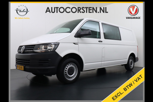 Volkswagen Transporter 2.0TDI DUBBELE CABINE L2H1 Apple Carplay Android Auto Trekhaak Airco Comfortline Betonplex Vloer Lat om Lat betimmering Euro 6 Schuifdeur Origineel Nederlandse Auto