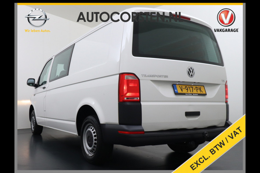 Volkswagen Transporter 2.0TDI DUBBELE CABINE L2H1 Apple Carplay Android Auto Trekhaak Airco Comfortline Betonplex Vloer Lat om Lat betimmering Euro 6 Schuifdeur Origineel Nederlandse Auto