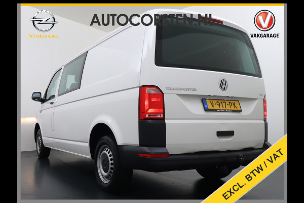 Volkswagen Transporter 2.0TDI DUBBELE CABINE L2H1 Apple Carplay Android Auto Trekhaak Airco Comfortline Betonplex Vloer Lat om Lat betimmering Euro 6 Schuifdeur Origineel Nederlandse Auto