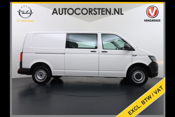 Volkswagen Transporter 2.0TDI DUBBELE CABINE L2H1 Apple Carplay Android Auto Trekhaak Airco Comfortline Betonplex Vloer Lat om Lat betimmering Euro 6 Schuifdeur Origineel Nederlandse Auto